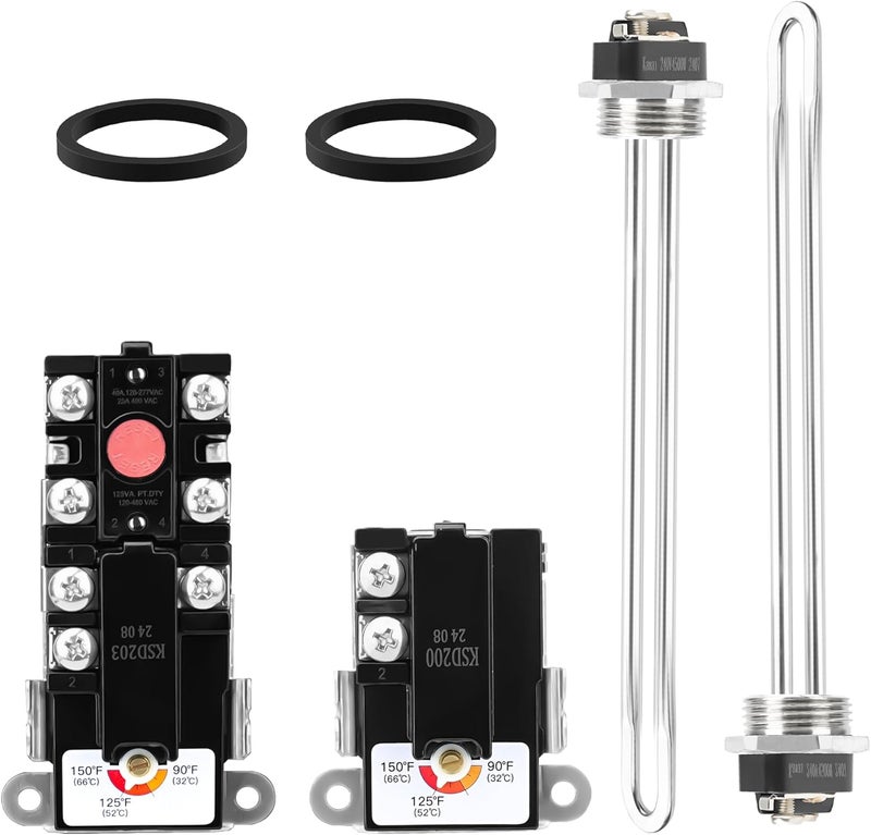 NISHCON EWH-01 Electric Water Heater Tune-Up Kit, Water Heater Parts Fit for Most Electric Water Heaters, Includes 2× Heater Elements - 4500W 240V (3500W@208V), Upper & Lower Heater Thermostat - Image 1